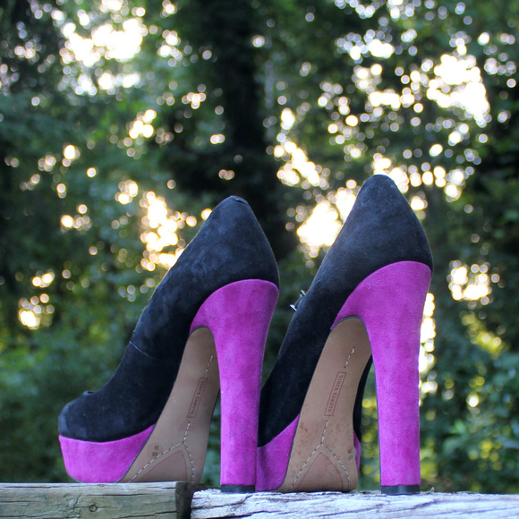 Mary Jane Platform Pump Ankle Strap Fuchsia Soles - Picture 6 of 8